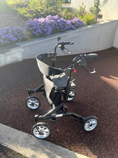 Rollator 4 roues pliable en alu léger avec freins de sécurité, siège et sacoche