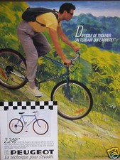 PUBLICITÉ 1985 VTT PEUGEOT DIFFICILE DE TROUVER UN TERRAIN QUI L'ARRÊTE