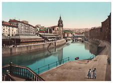 España, Bilbao, Iglesia San Antonio Abad  Vintage albumen print,  photochromie