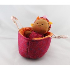 Doudou Poupée bébé métis dans son couffin LILLIPUTIENS - 17201