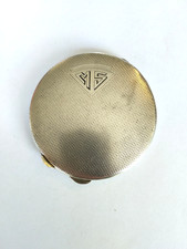 ANCIEN POUDRIER ARGENT MASSIF ANGLAIS ART DÉCO 1920/30 INITIALES MS