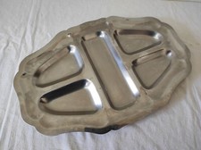 Plat de service à compartiments en acier inoxydable 40 x 26 cm