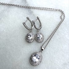 Great Gatsby Style 925 Argent Sterling Ensemble Brillant 5A Zircon Cubique