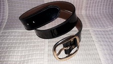 Ceinture vintage luxe SEPCOEUR cuir verni noir Made in France (vintage) T 85
