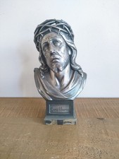 Ancien Buste Jésus Christ Souffrant en Métal - Ecce Homo - H.16,5 cm - France 