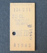 Ancien ticket Paris Métro 1939 EMILE ZOLA Métropolitain Railway Tickets 11