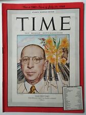 Time Magazine JULY 1948 " IGOR STRAVINSKY " Composer, conductor and pianist