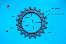 Vintage Cycle PIGNON FIXE Ventilé 19 DENTS 50 / 80,5 mm A viser Int. 1970 France