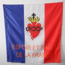 DRAPEAU ESPOIR ET SALUT DE LA FRANCE 90x90cm - DRAPEAU CATHOLIQUE FRANÍ?AIS 90 x