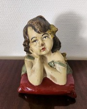 Ancienne Sculpture Buste en Plâtre Femme Rêveuse Vintage Déco Charmante Statue