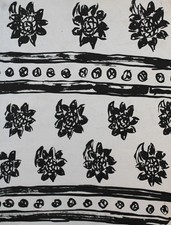 Tableau ancien gouache noir et