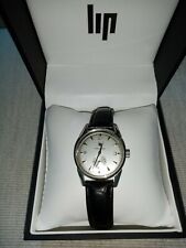 Montre Homme acier LIP Himalaya quartz, 35mm 671045, cuir noir, étanche 30m