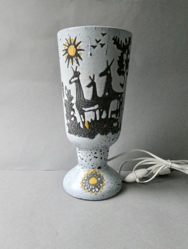 Lampe céramique signée - lampe, en