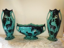 Garniture de cheminée en faïence bleu turquoise Orchies