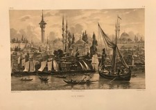 Istanbul View.flandin Eugene.original Lithography.paris 1853