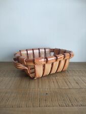 Corbeille En Céramique Tressée - Fruits - Marron Orangé - Vintage