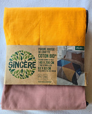 Parure neuve housse de couette 140x200 et 1 taie d'oreiller en coton Sincère