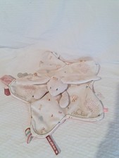 Doudou Plat Lina Joy Pili Lapin Blanc Crème Rose Étoile Attache Tétine TBE 