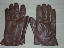 PAIRE DE GANTS JONQUET EN CUIR MARRON  TAILLE 7 INTERIEUR EN FOURRURE VINTAGE