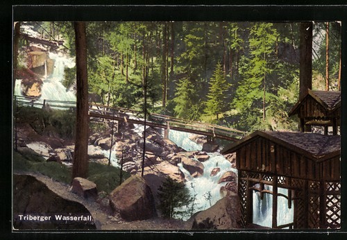 Triberg cascade avec cabanes - cascade,