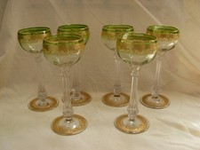 MOSER,BOHEME ,SUPERBE SERIE DE 6 VERRES A VIN EN CRISTAL ,DORURE,DEBUT XX.