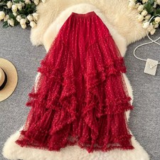 Jupe Long Tulle Rouge Cœurs