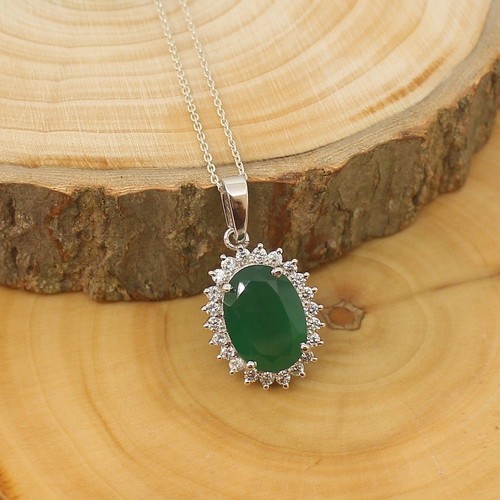Pendentif émeraude vert - Émeraude,