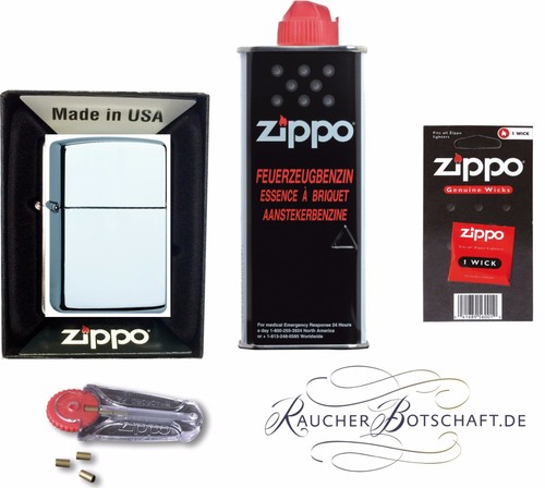 Zippo chrome poli set - set, +