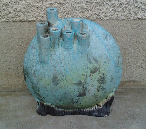 Vase sculpture raku signé - raku,