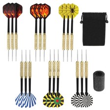 18 Pcs Flechette Pointe Acier, Darts en Métal, avec Tige et Ailettes, pour Dé...