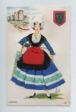  Carte postale brodée et tissus . ANGEVINE . ANJOU ANGERS