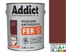 Peinture fer glycéro antirouille ral 3009 rouge basque oxyde brillant 2.5L ADDIC