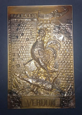 MEDAILLE WW1 / plaque 30 cm en bronze VERDUN ON NE PASSE PAS / COQ  par GANGAND