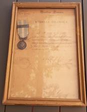 Diplôme et Médaille Coloniale argent TUNISIE 1896 Sergent Commis Ouvrier Admin.