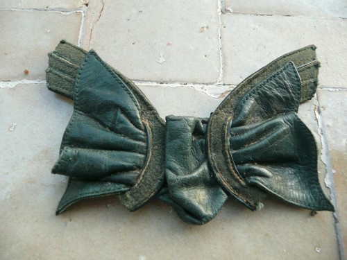 Parement ancien cuir vert - cuir,