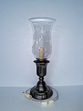 LAMPE DE TABLE PIED ETAINS DU MANOIR TULIPE BACCARAT  SIGNES ANCIEN PHOTOPHORE