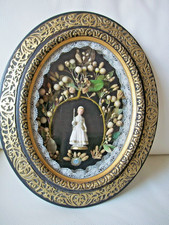 Ancien cadre Napoleon III 3 ovale reliquaire communiante XIX eme fleur d'oranger