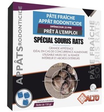 Appât raticide souricide rat souris pâtes fraîches difénacoum ALTO 15 sachets 10