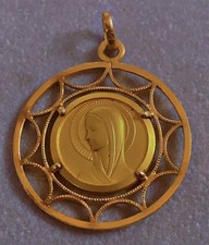 Ancien pendentif médaillon Murat Marie pendentif plaqué or pour collier