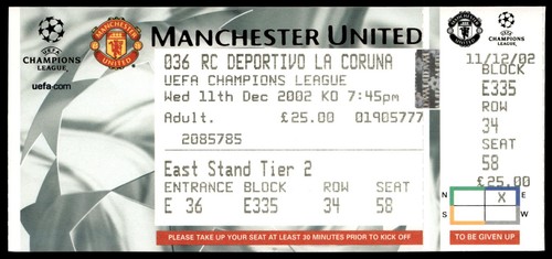 Ticket 2002 manchester united - ticket,