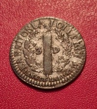 3 deniers Louis XVI 1792  L sur D