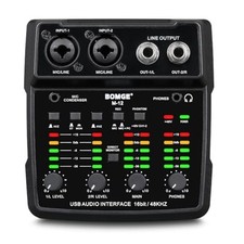 BOMGE M12 USB Audio Interface 2-Channel Mixer XLR/3.5mm Input 48V