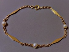 Ancien bracelet or 18 carats  perles de culture bracelet en or 18k  tête d'aigle