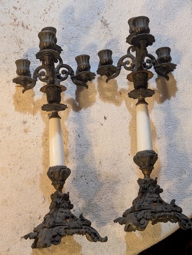 Paire candélabres anciens - candélabres,