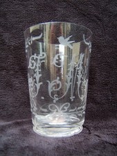 ancien verre de mariés en cristal taillé baccarat ? XIX inclusion piéce 1877 (2)