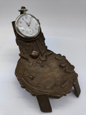 PORTE-MONTRE VIDE POCHE ART NOUVEAU AUX INSECTES ET OUTILS DE JARDIN EN BRONZE