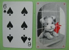 carte à jouer ancienne de collection (USA) : chien