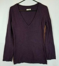Old Navy Woman's Perfect Fit Black/Purple Long sleeve V-Neck  Blouse Size Medium
