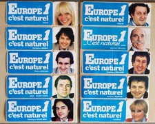 Lot autocollants ORIGINAL  1980 radio Europe1  c’est naturel vintage COLUCHE