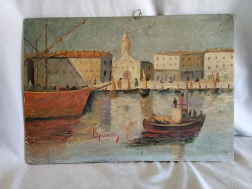 Tableau huile sur - bois, marine